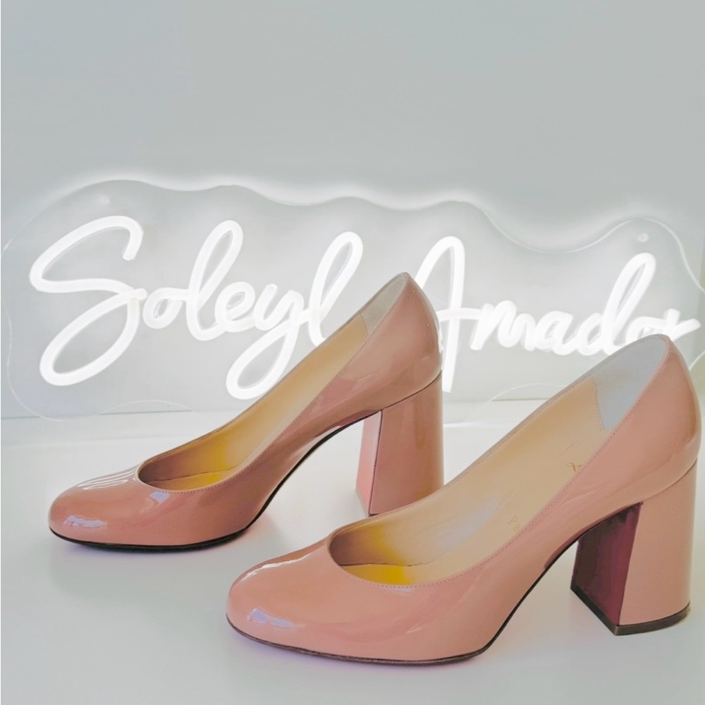 Christian Louboutin Nude Block Heel Pumps